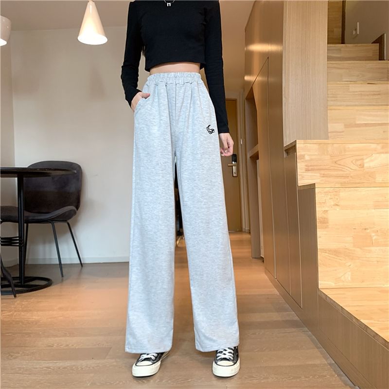 Sisyphi - High Rise Moon geborduurde wijde broek