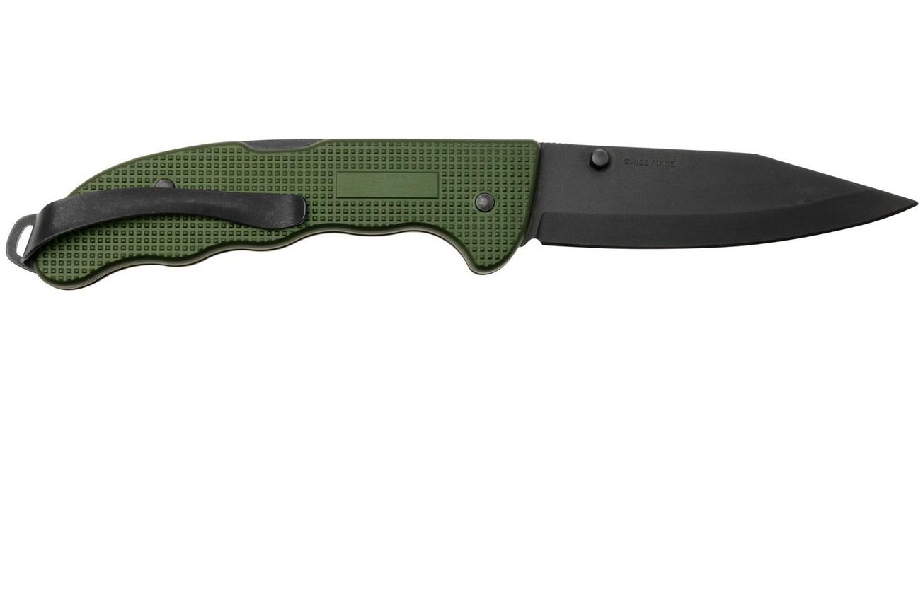 Victorinox Evoke 0.9425.DS24 Olive Green Alox, Clip Point Black Coating, zakmes