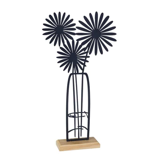 Standdeko - Blumen in Vase - ca. 18,5 x 5 x 34 cm