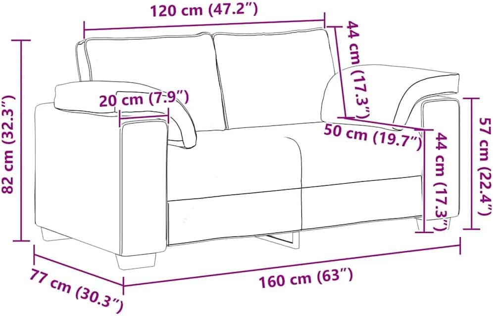 vidaXL Zweisitzer-Sofa Hellgrau 120 cm Samt, 2-Sitzer-Sofa, Couch, Wohnzimmer-Sitzmöbel, Sofa, gepolstertes Sofa