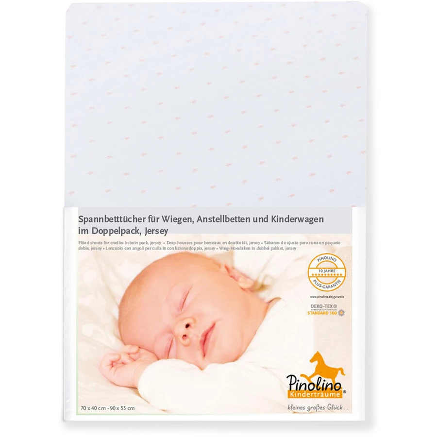 Pinolino Spannbetttuch Doppelpack Jersey für Wiegen Sternchen rosa