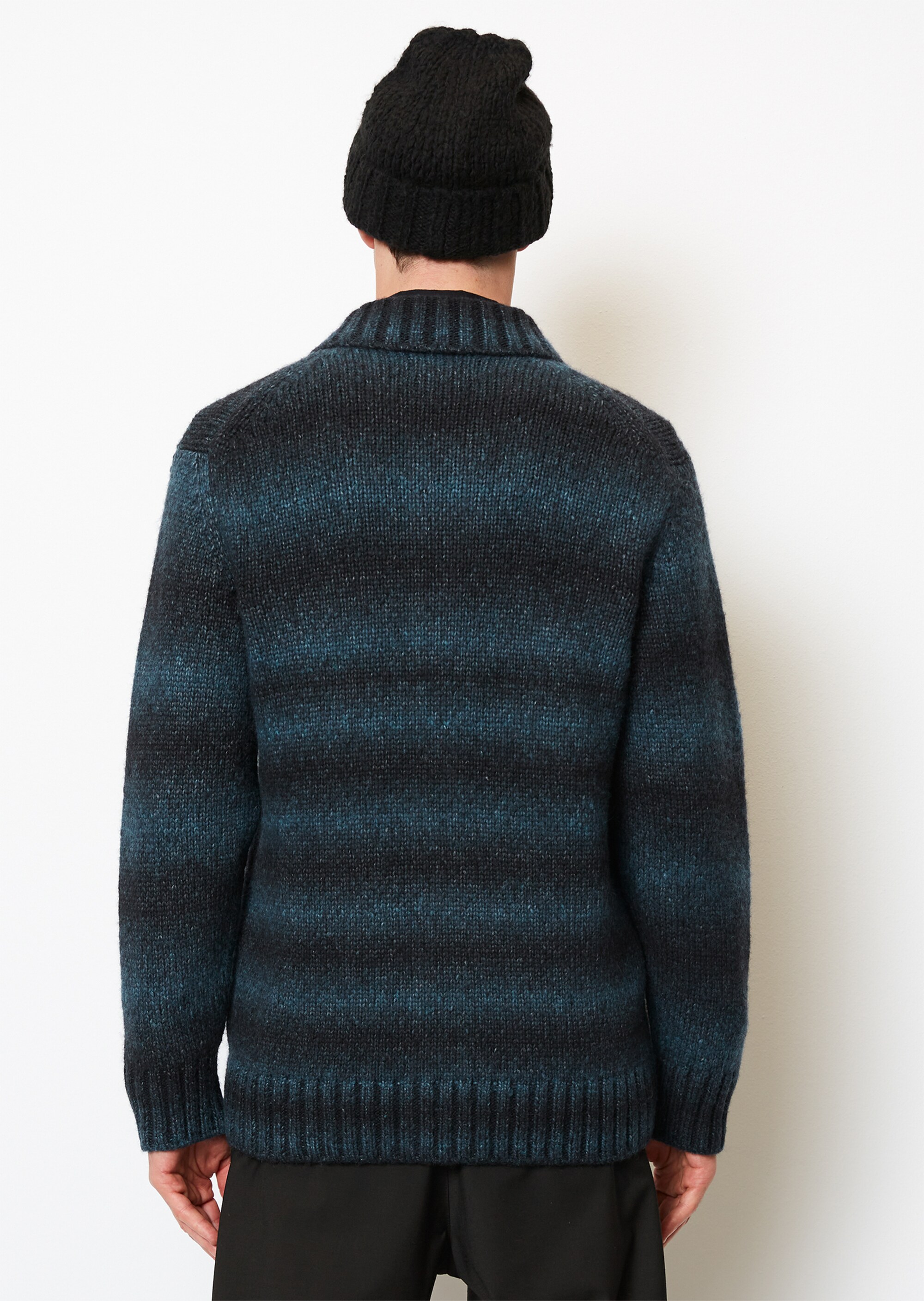 Outdoor-Strickjacke regular aus zweifarbigem Wolle-Bio-Baumwolle-Mix