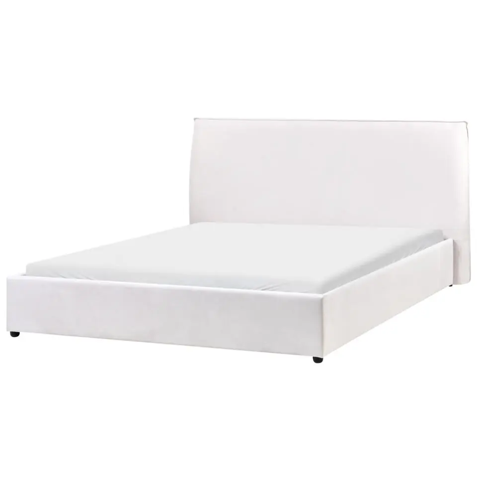 LAVAUR - Tweeperoonsbed - Off-white - 160 x 200 cm - Fluweel