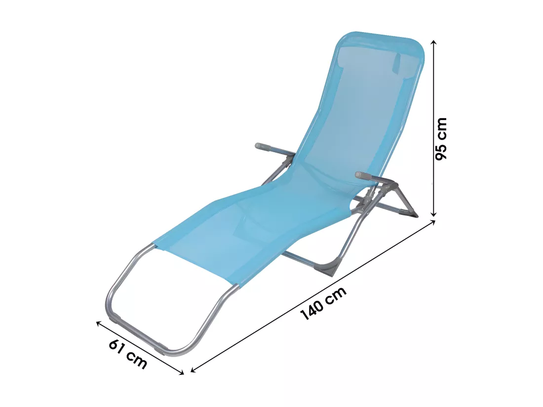 Chaise longue / Bain de soleil coloris bleu turquoise 140x95x61 cm