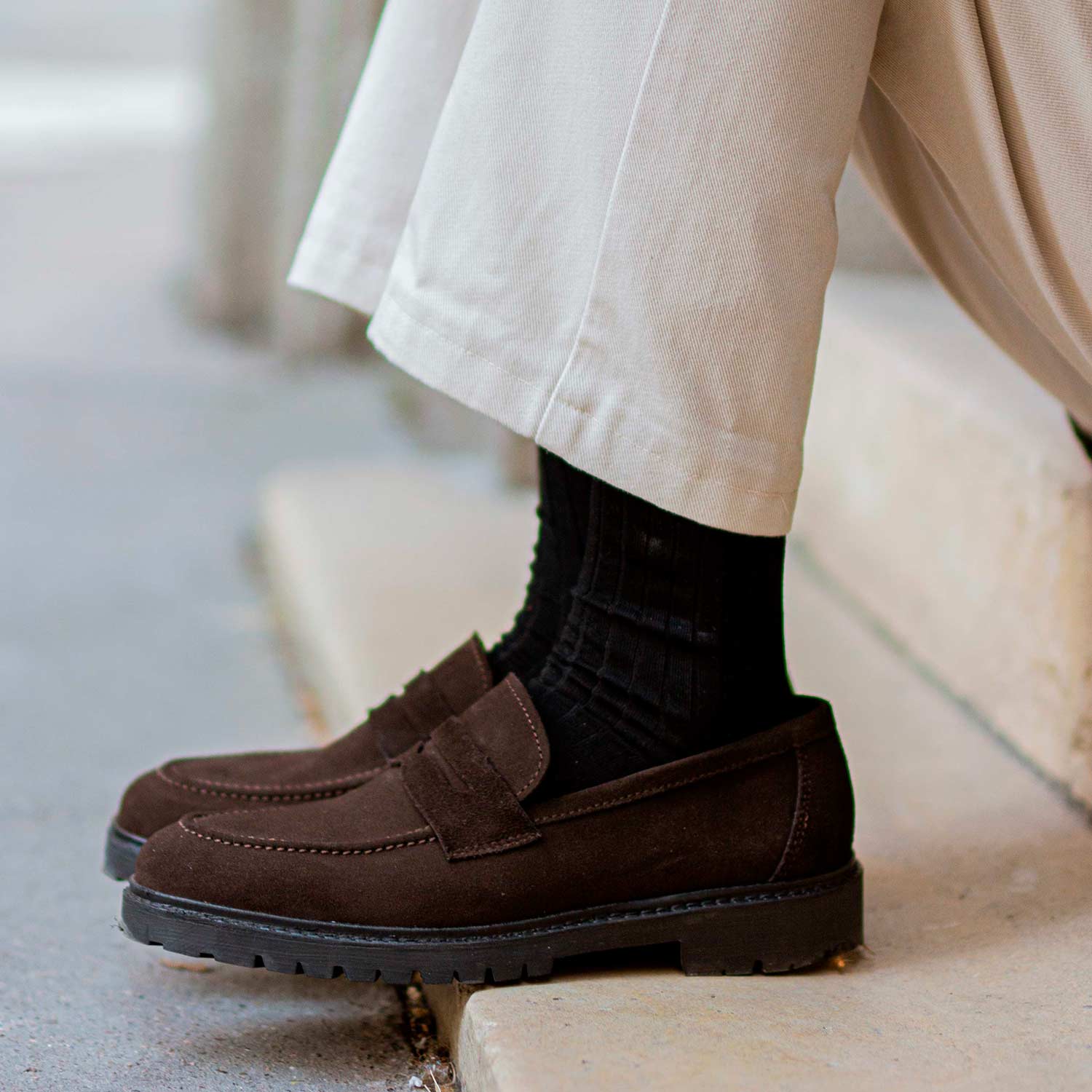 Mika-Mocassin en velours marron