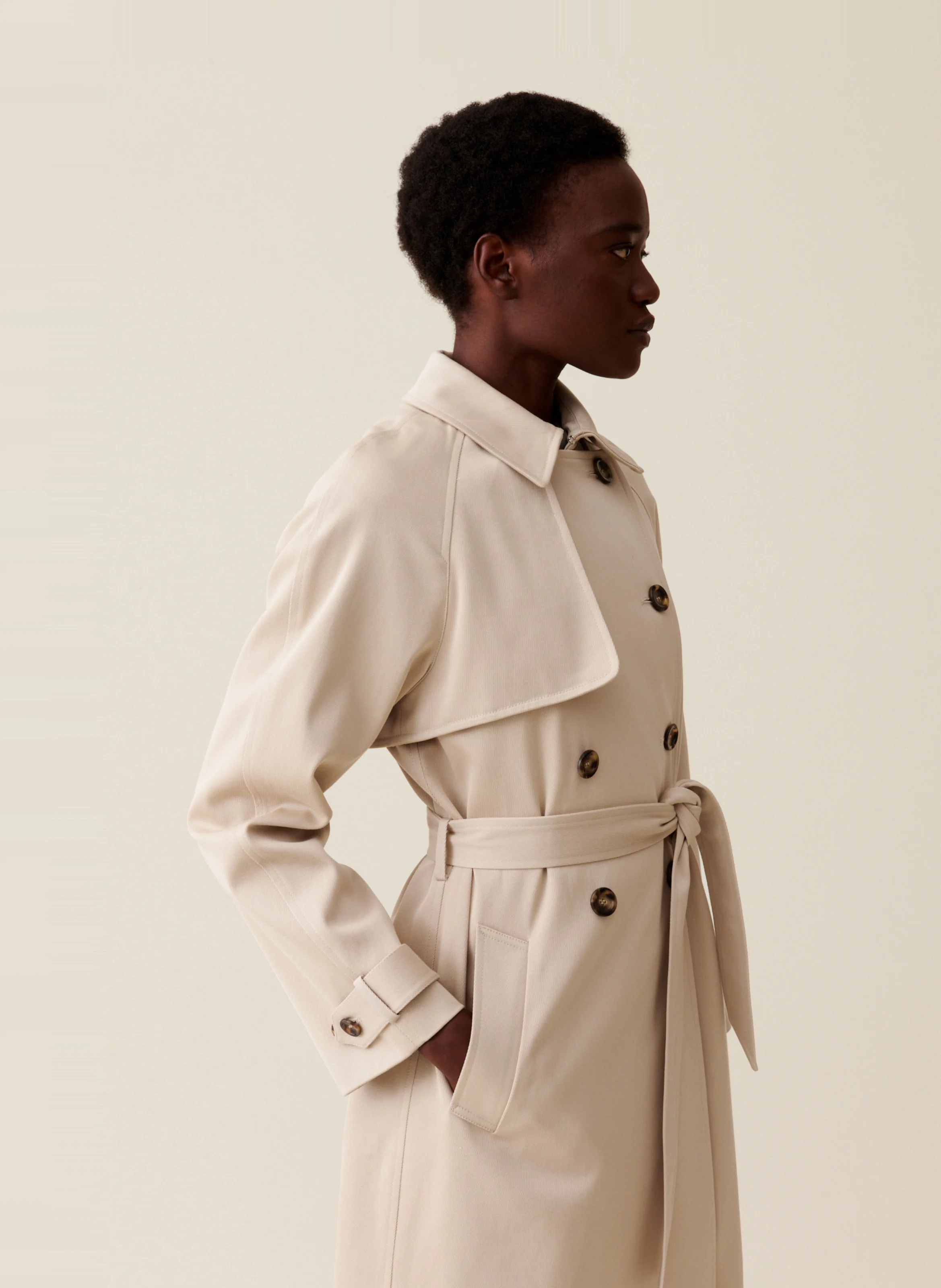 Trench classique 7/8eme en coton | Beige