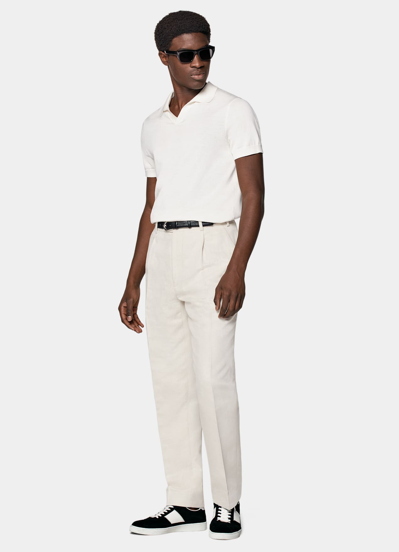 Polo sans boutons blanc cassé