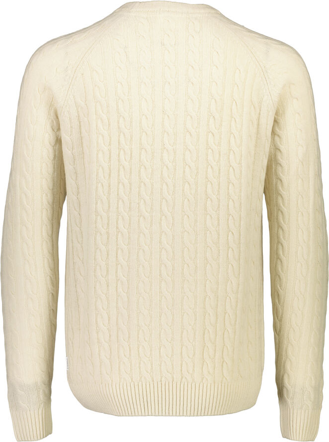 Lindbergh Lambswool raglan cable o-neck Hvid