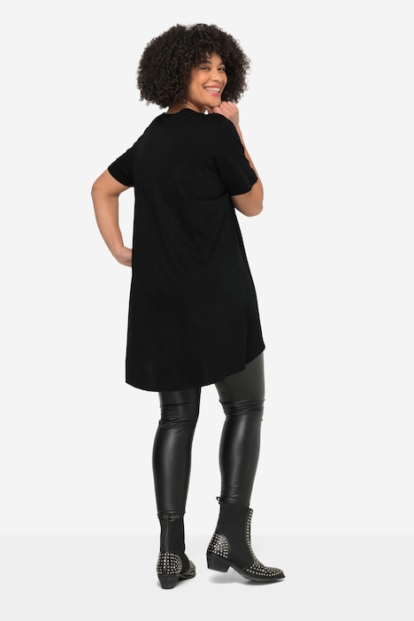 Longshirt, Rundhals, Halbarm, gerundeter Saum