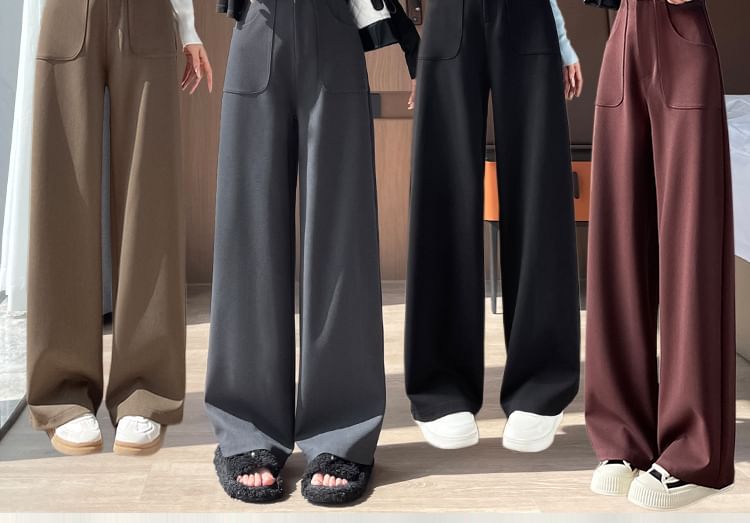 Jaqmine - High Rise Plain Wide Leg Broek