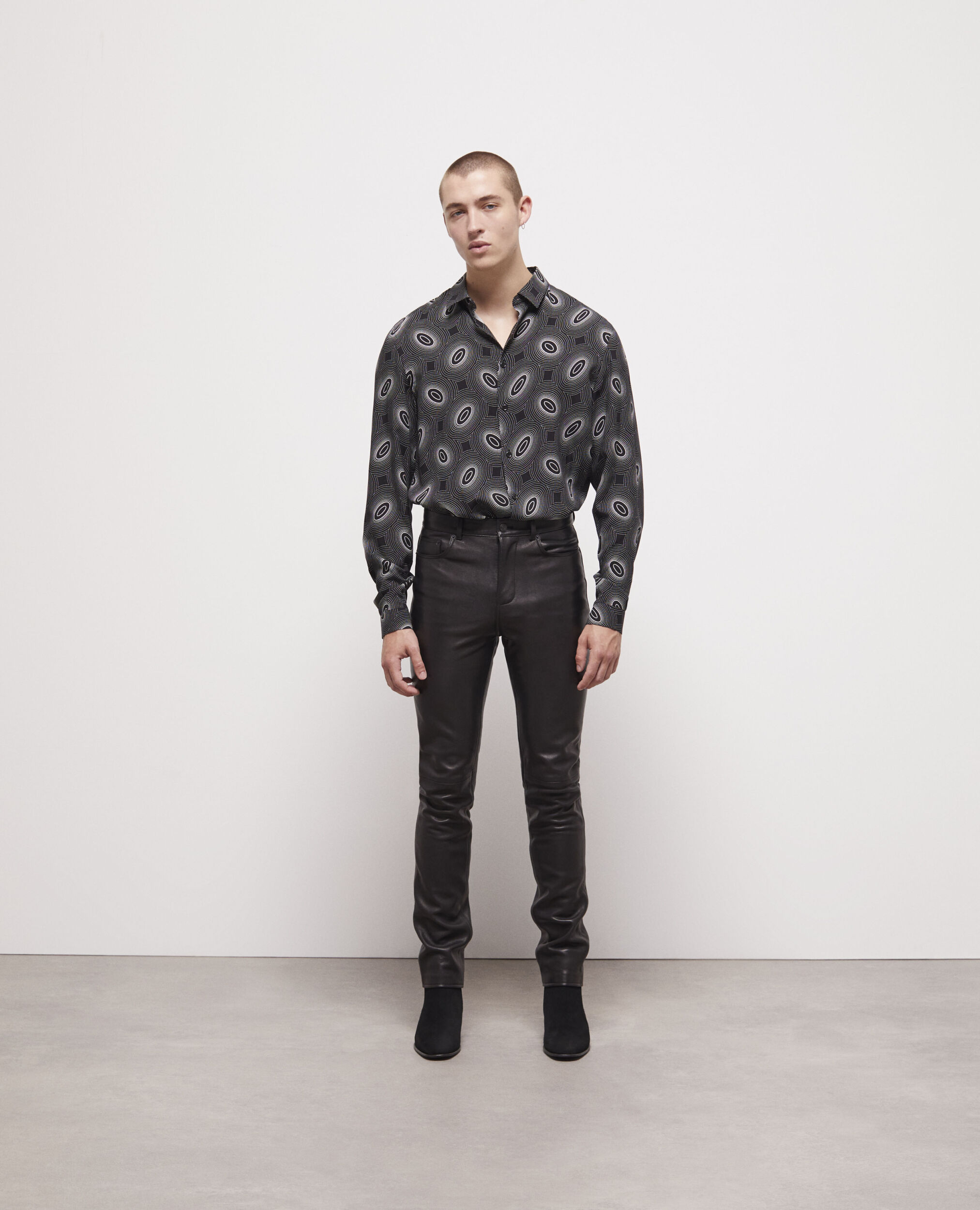 Pantalon slim en cuir noir