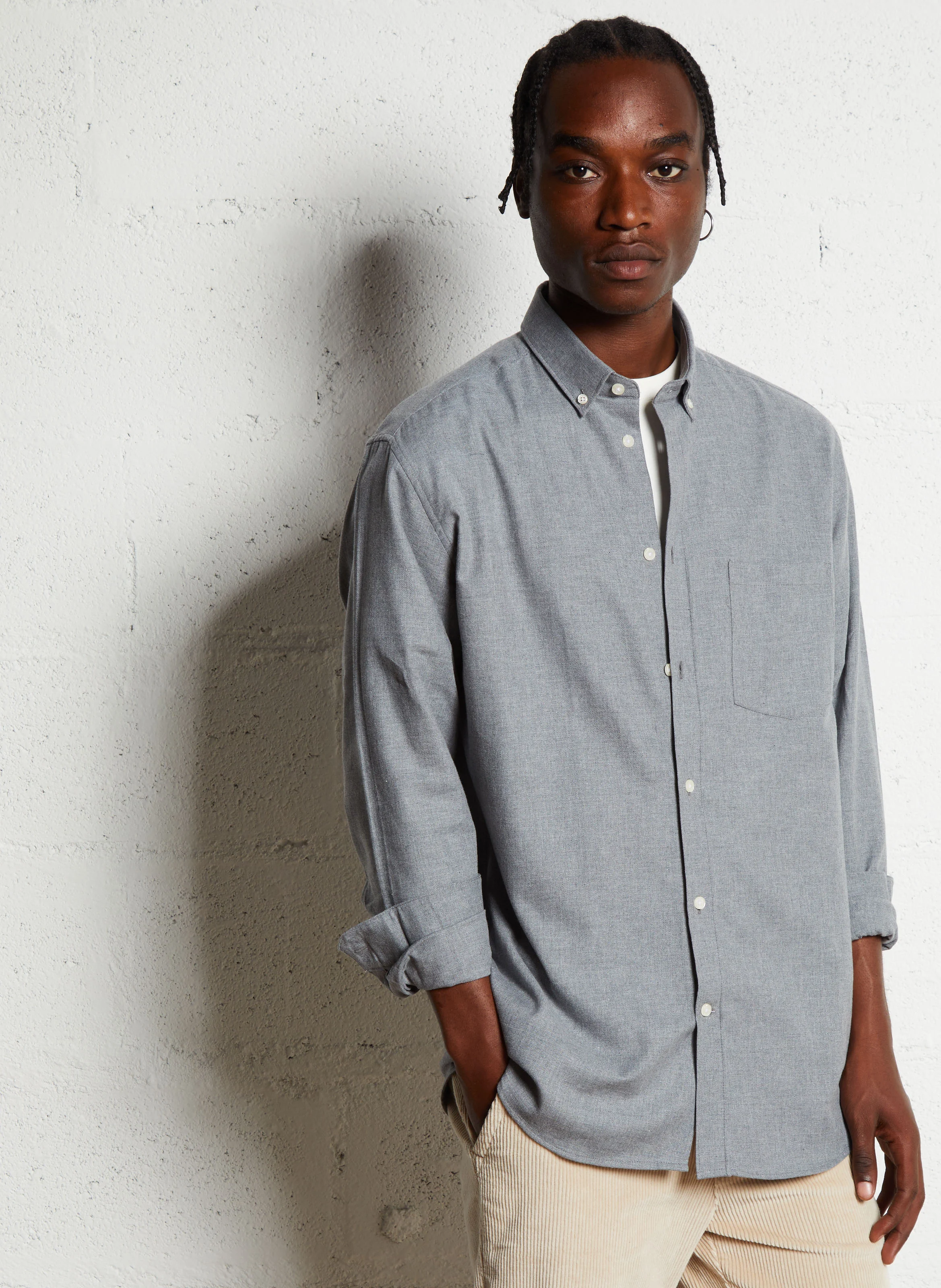 CLANNEL - Chemise regular en coton | Gris
