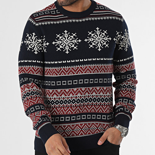 Pull Snowball Bleu Marine Bordeaux