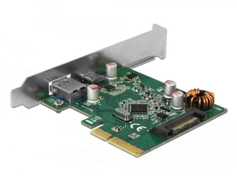 Delock PCI-Express-Karte x4 - USB Type-C Buchse   USB Typ-A Delock PCI Express x4 Karte zu 1 x extern USB Type-C Buchse   1 x extern USB Typ-A Buchse SuperSpeed USB 10 Gbps