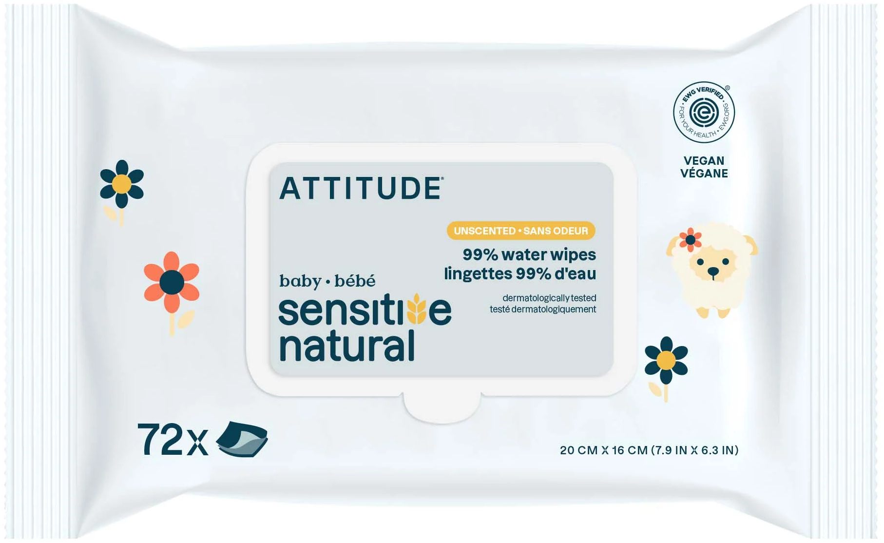 ATTITUDE  Sensitive Natural Baby Wipes, 72 Stk