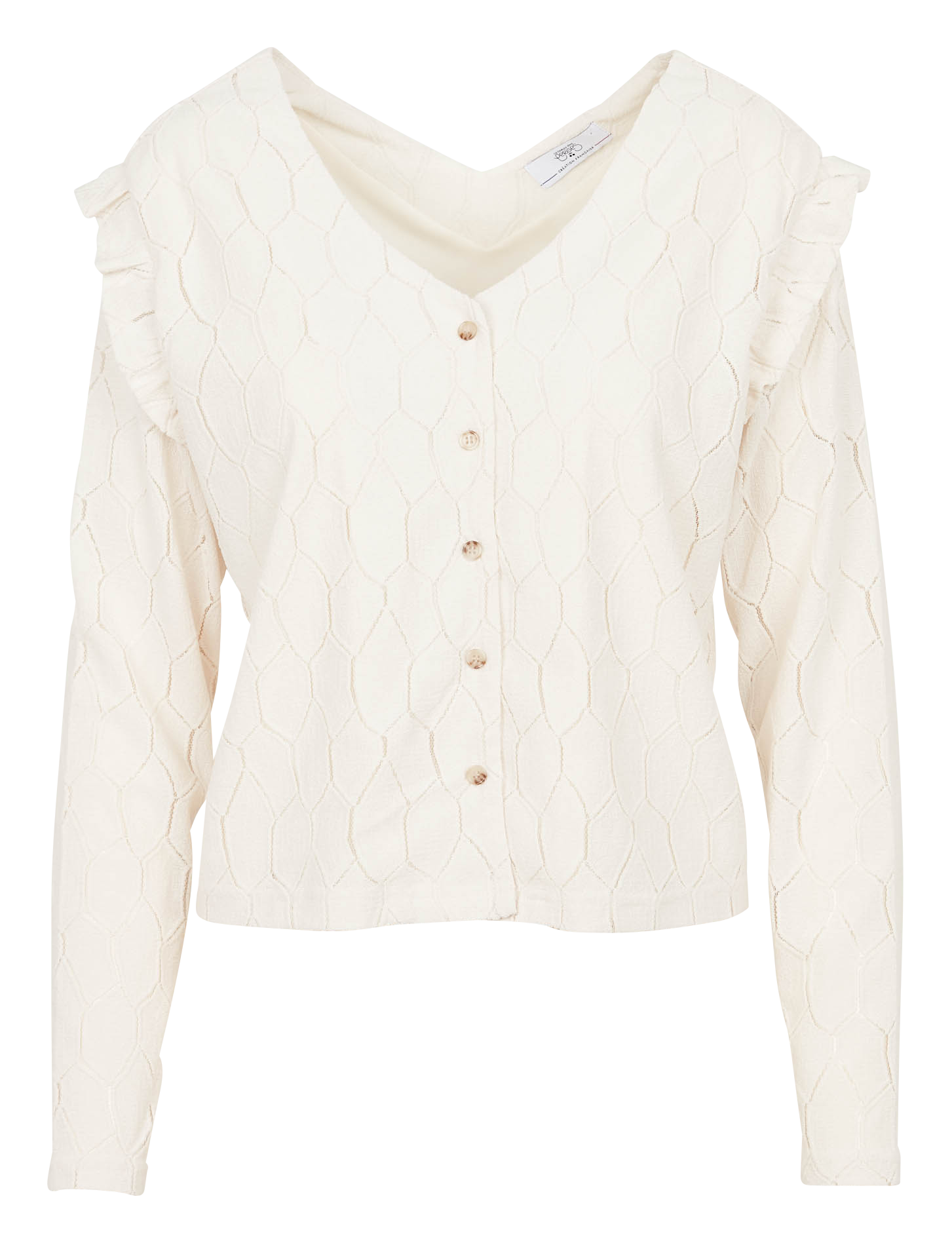 ESMEE - Top à col V droit en dentelle | Blanc