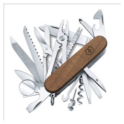 Victorinox Swiss Champ Wood Noyer 1.6791.63 - Couteau Suisse de Poche 91 mm - 29 Fonctions