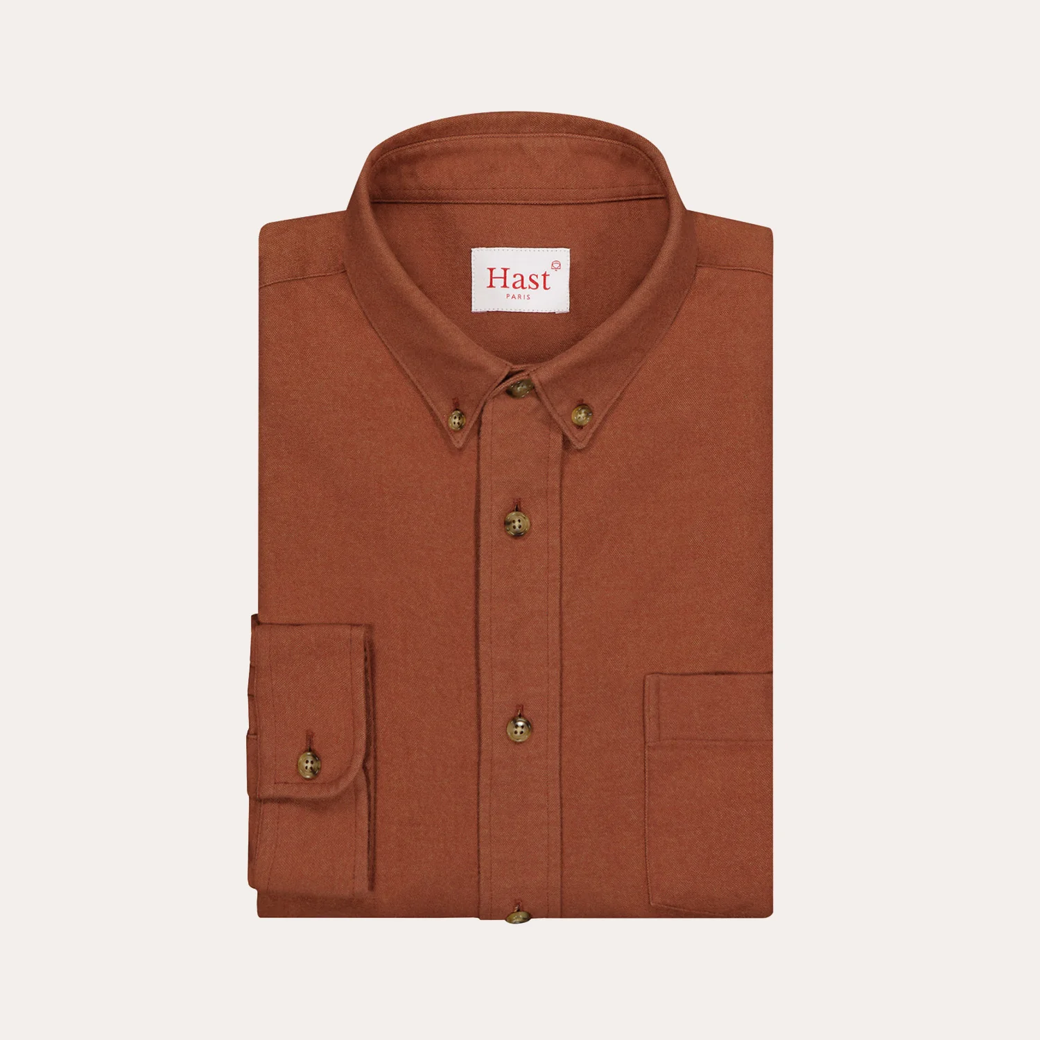 Heavy organic cotton flannel shirt in rust