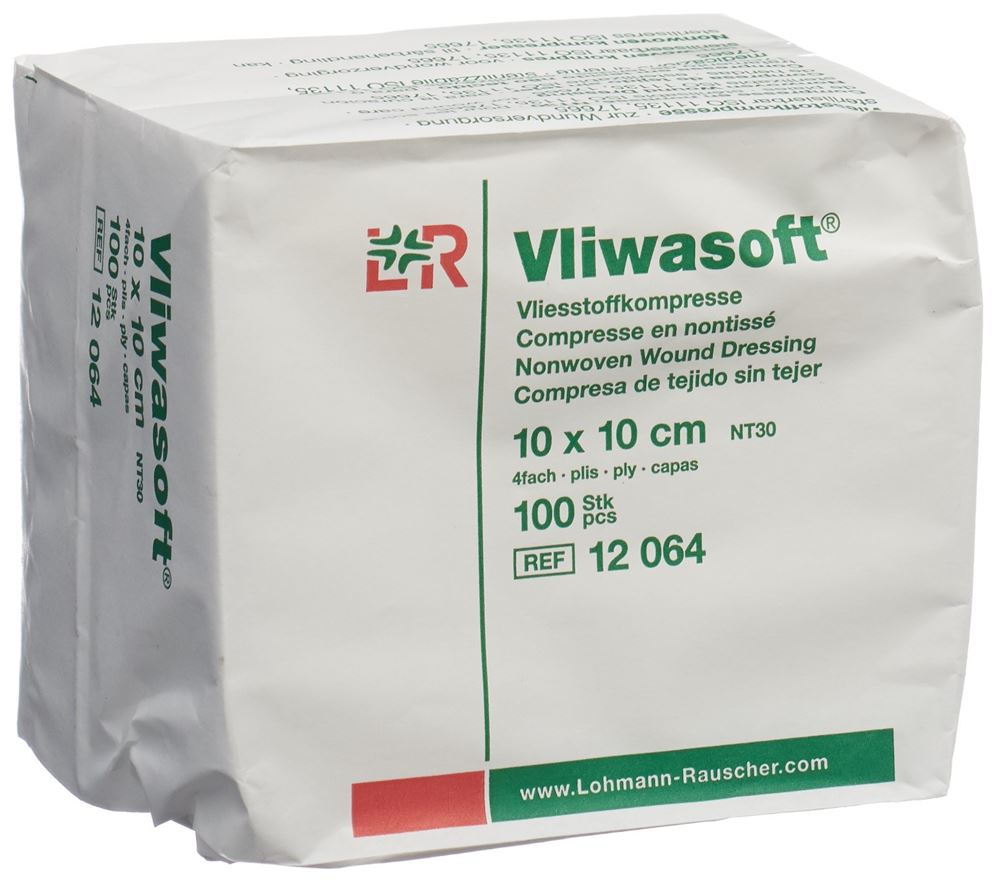 VLIWASOFT Vliesstoffkompressen 10x10cm 4-lagig Btl 100 Stk