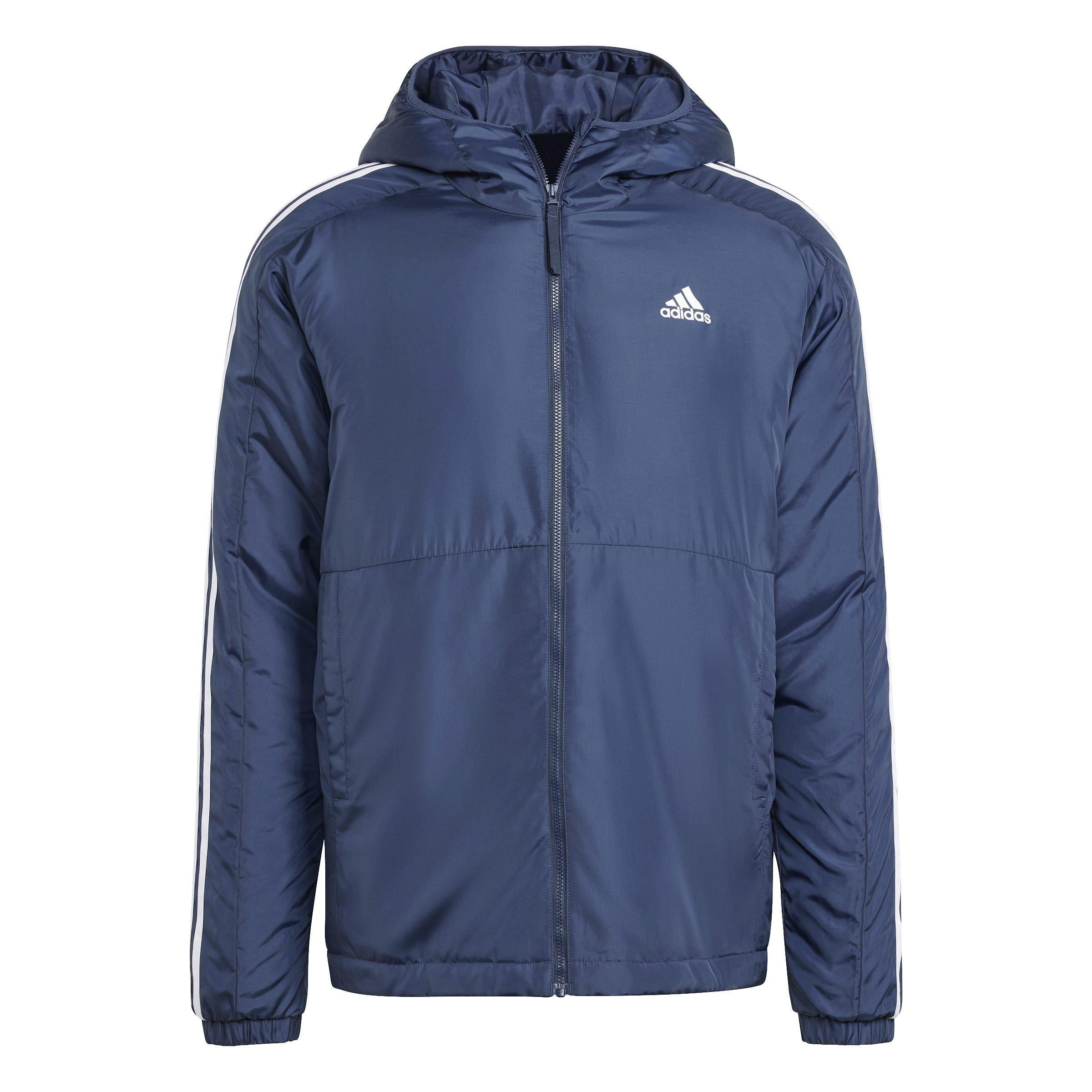 adidas 3 Stripe Essential Hooded Jacket Mens