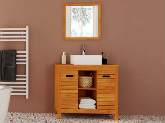 Meuble sous vasque en bois d'acacia - 90 cm - PULUKAN