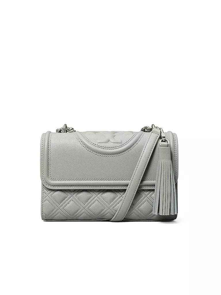 TORY BURCH Ledertasche - Umhängetasche FLEMING SOFT GRAIN Small grau