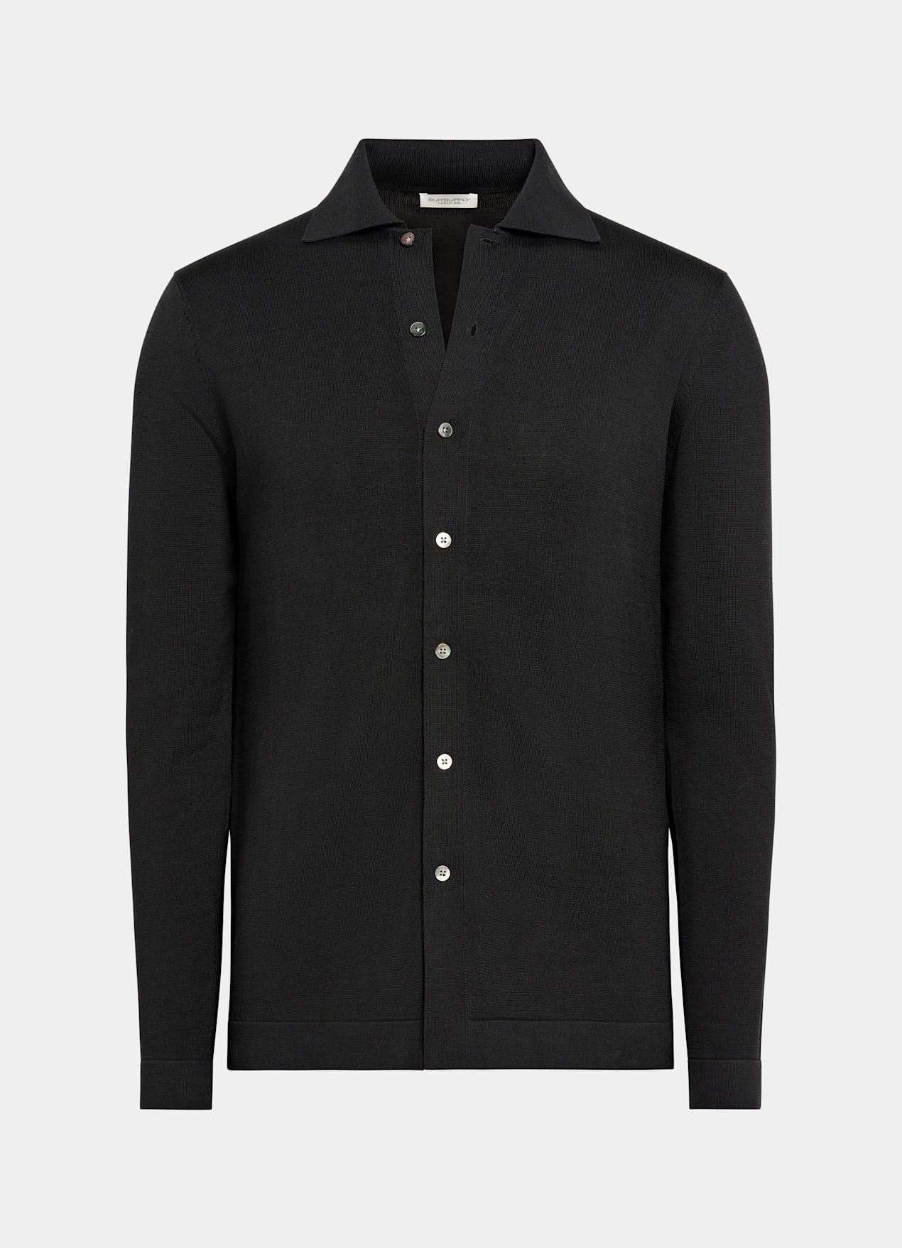 Cardigan col polo à manches longues noir