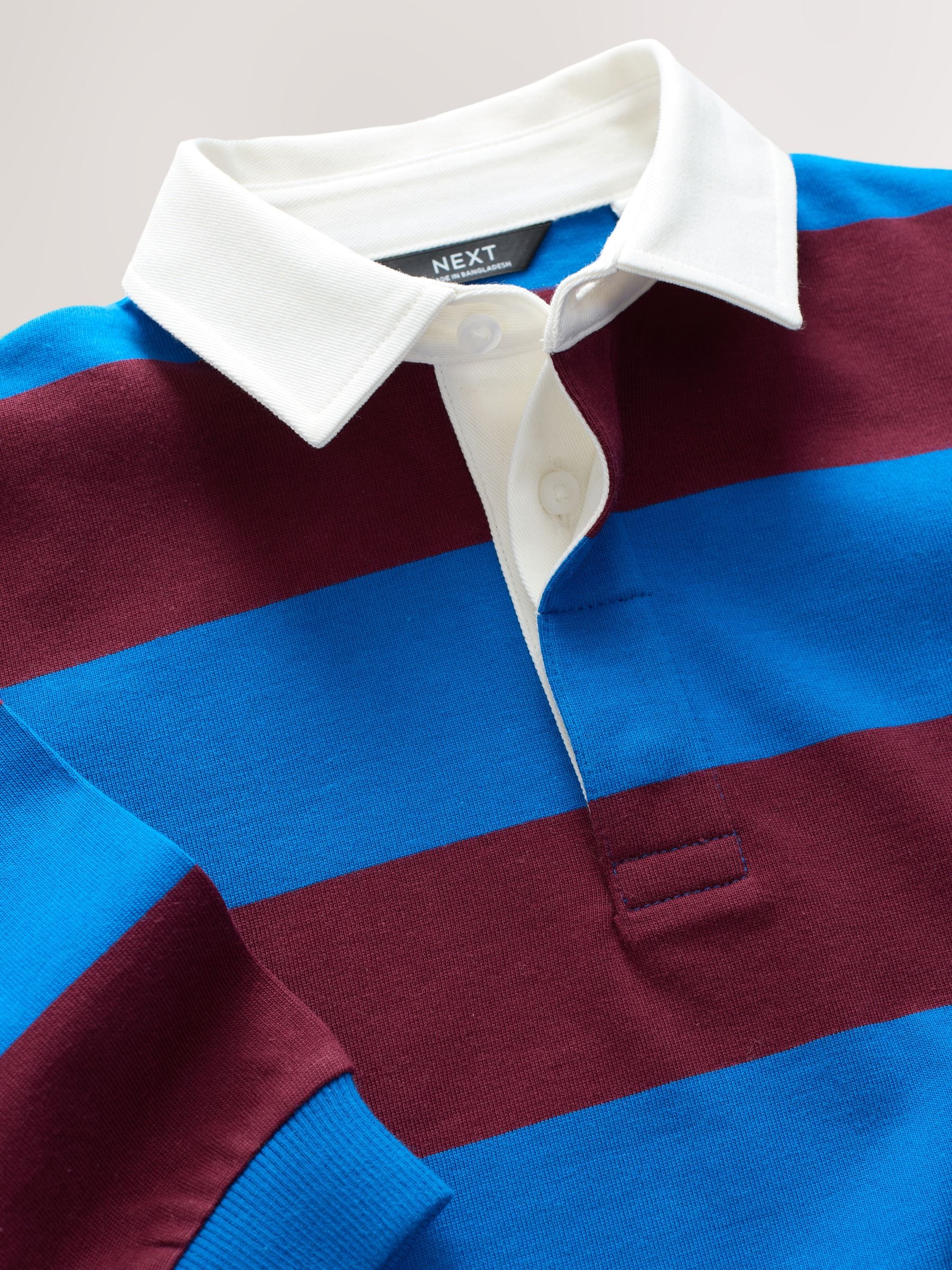 Cobalt Blue and Burgundy Striped - Rugby poloshirt met lange mouwen (3mnd-7jr)