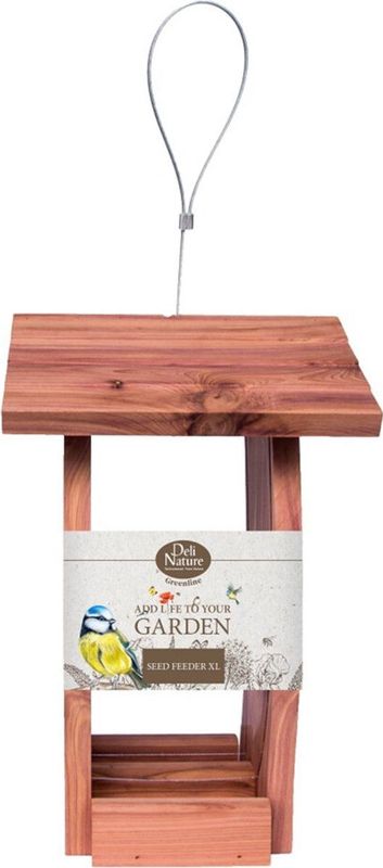 Deli Nature - Greenline Seed Feeder XL - Voederhuis - Cederhout - Grote Capaciteit