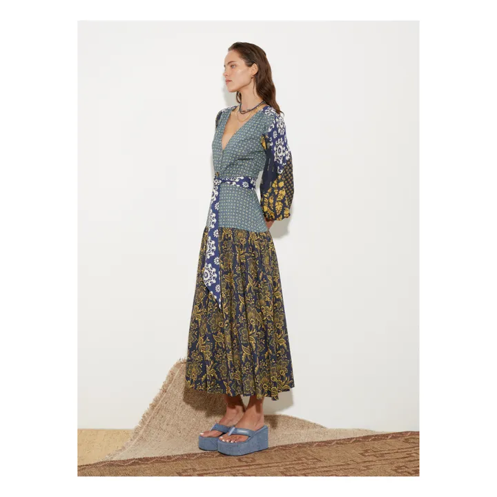 Boteh Robe Longue Florimonde Patchwork | Bleu foncé