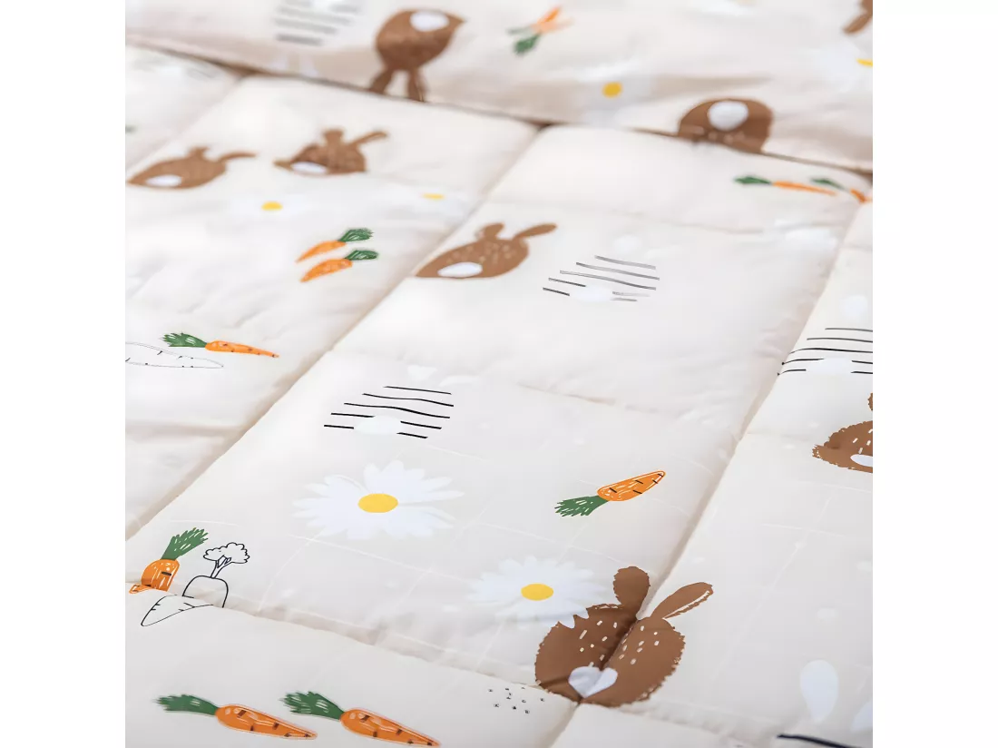 BUNNY - Couette Imprimée Lapin 240x220 cm + 2 Taies d'oreiller 60x60 cm