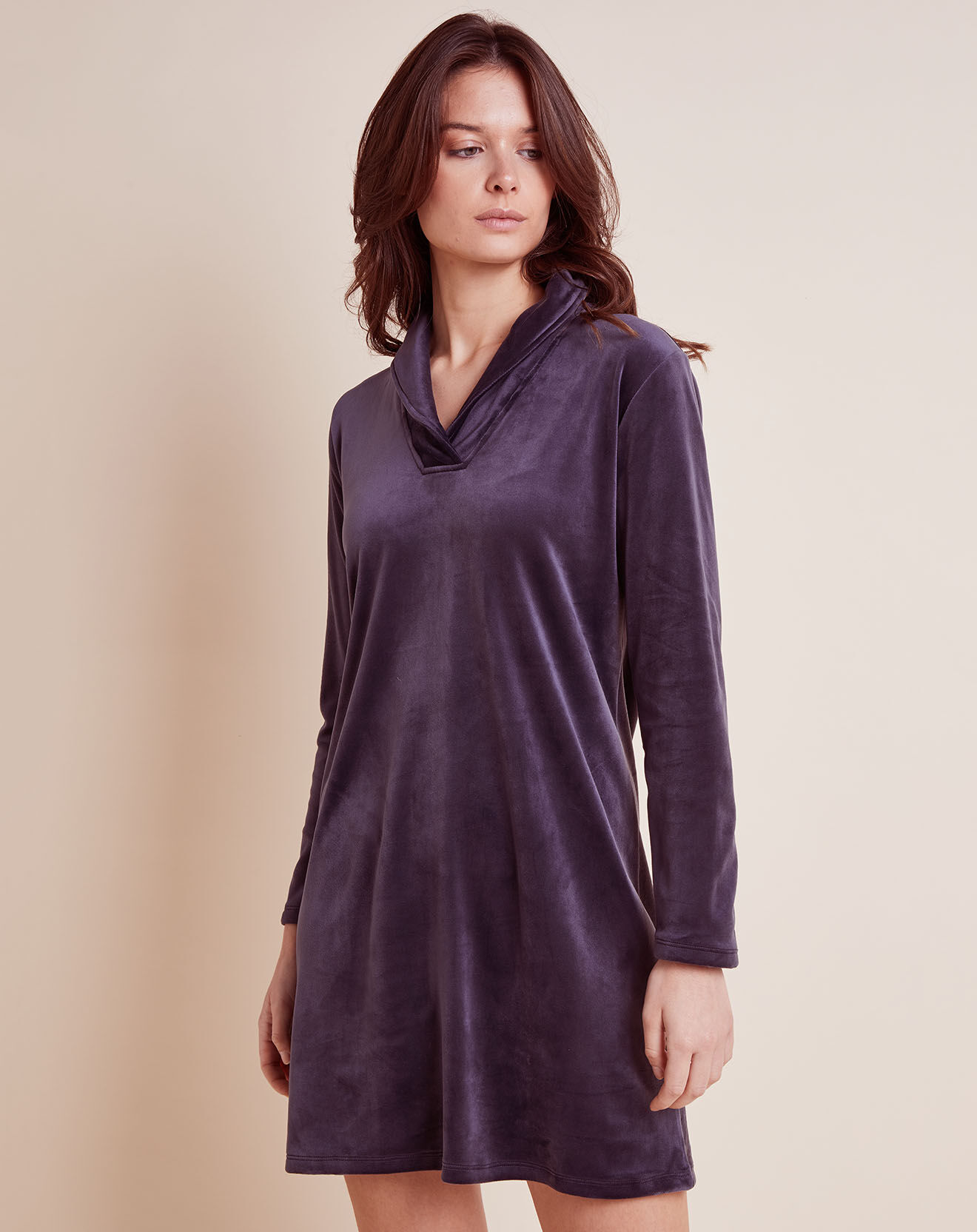 Le Chat Chemise de nuit en Velours Paola marine