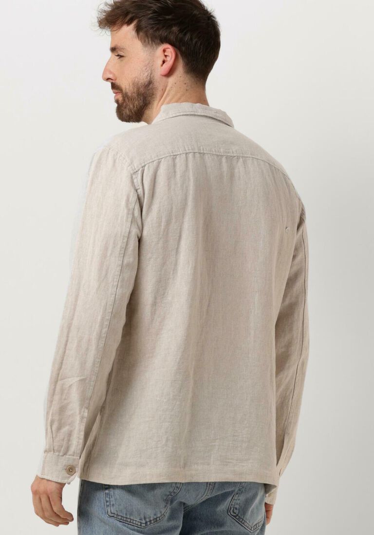 SELECTED HOMME beige selected homme casual overhemd slhmads-linen overshirt ls noos