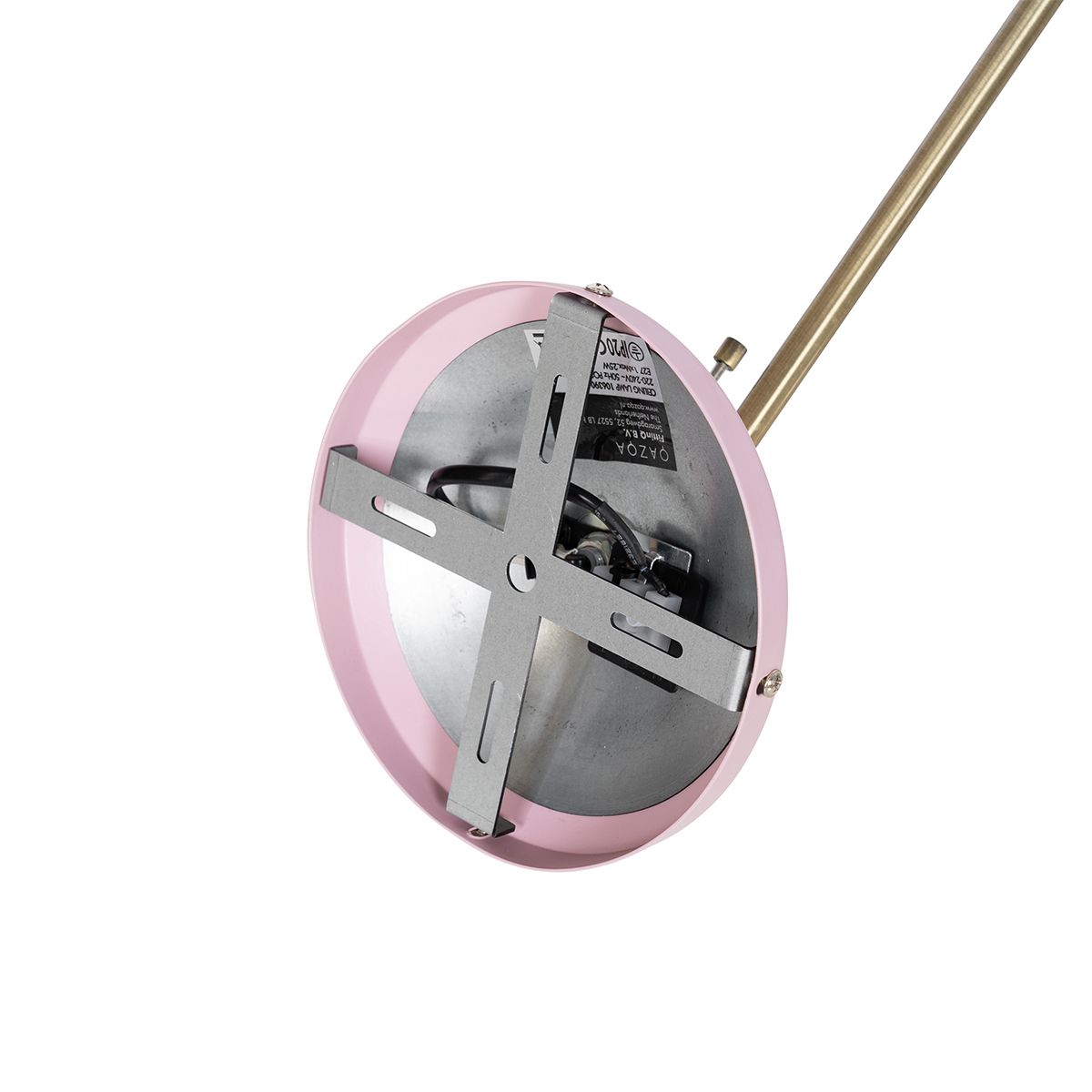 Retro plafondlamp roze met brons - Milou