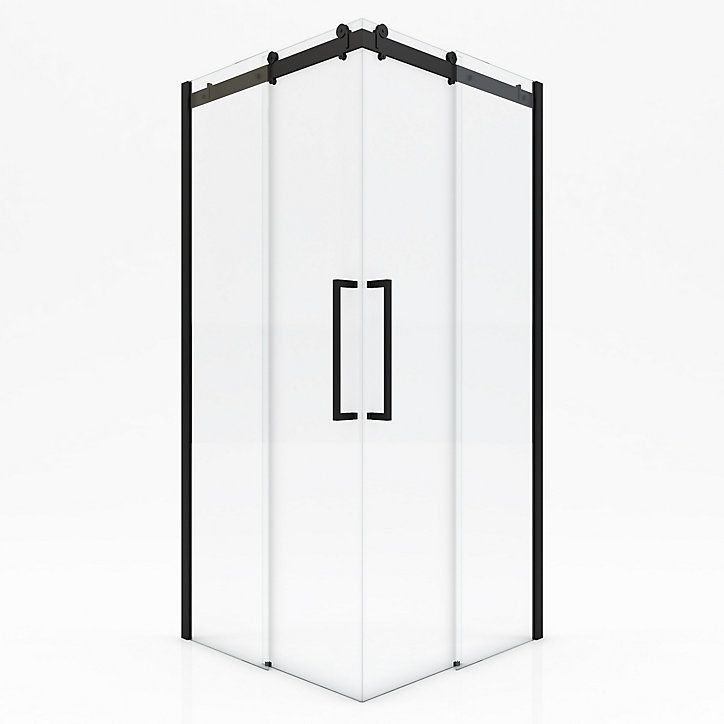 Porte de douche en angle noir Galedo Rolling 90 x 90cm