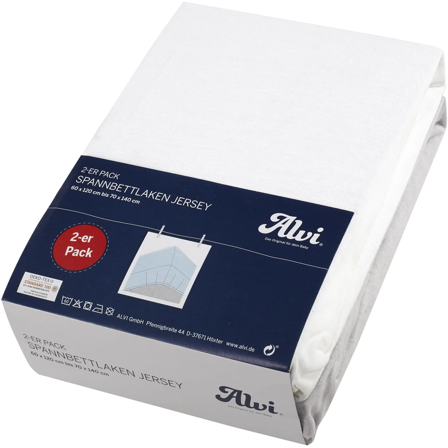 Alvi® Spannbettlaken Doppelpack weißsilber 70 x 140 cm