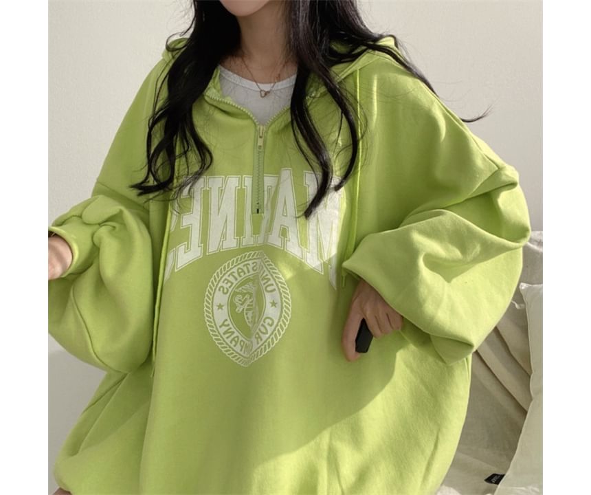 Bolgivy - Hoodie met halve rits en letters