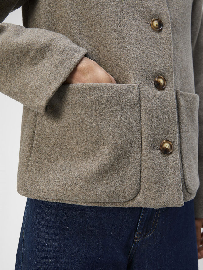 Object OBJPISA SHORT JACKET DIV Desert taupe/melange