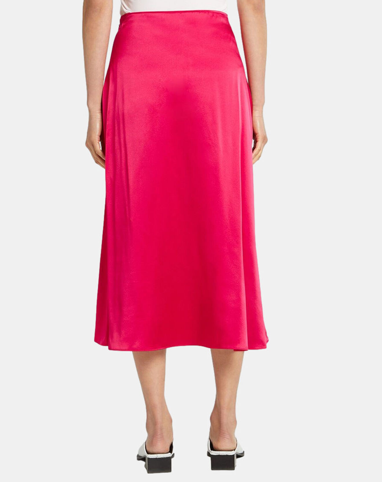 Galeries Lafayette Jupe midi 100% Soie Zazie rose fuchsia