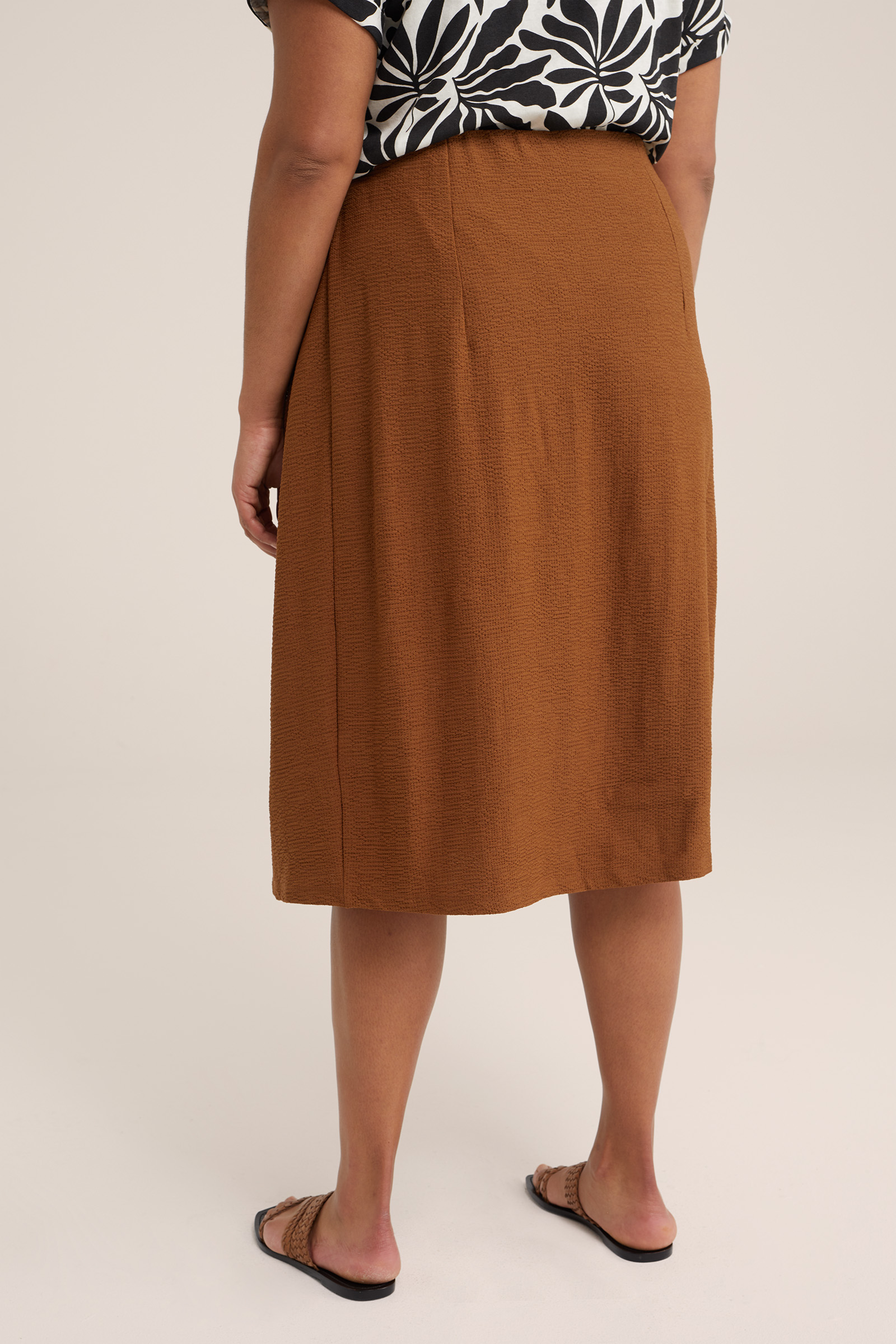 rok met structuur - Curve WE Fashion Lichtbruin