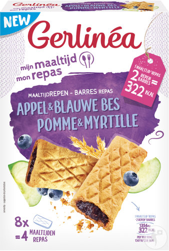 Gerlinéa Mon Repas Barres Fourrées Pomme Et Myrtille 360g