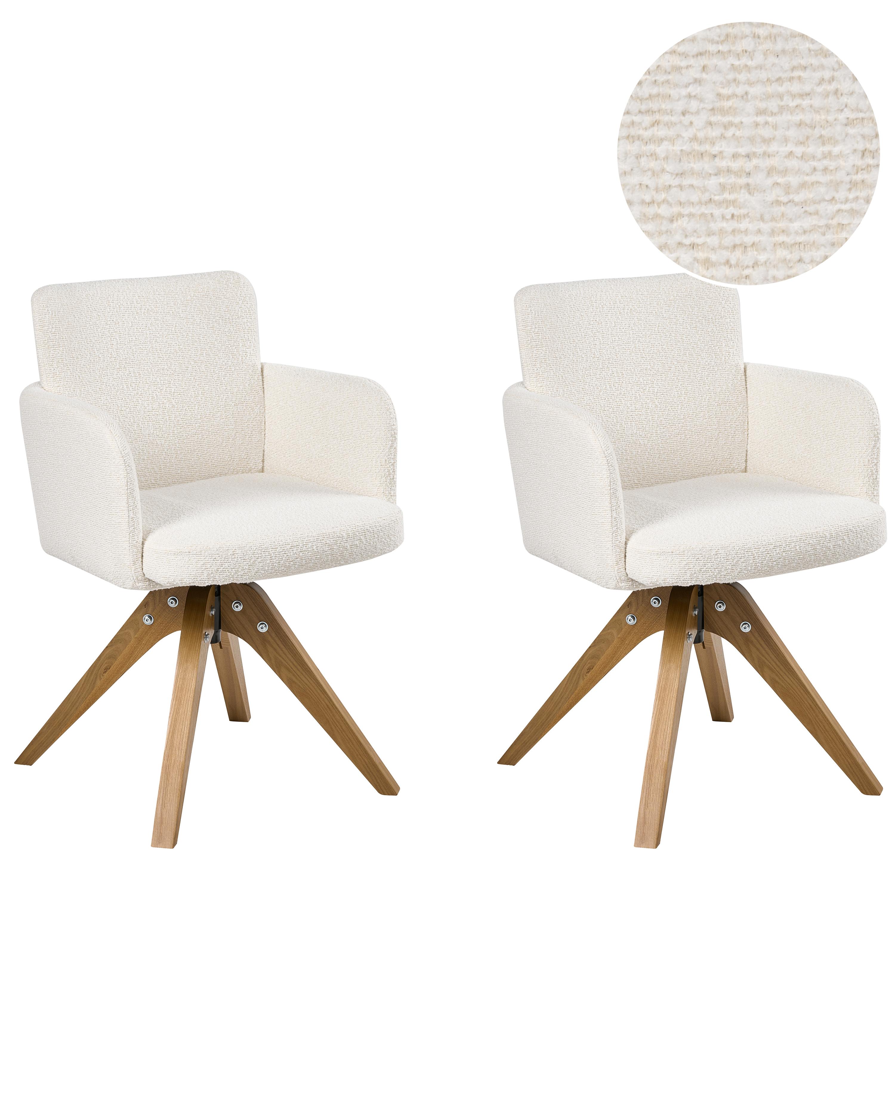 Set van 2 eetkamerstoelen draaibaar EVELYN Bouclé Gebroken wit