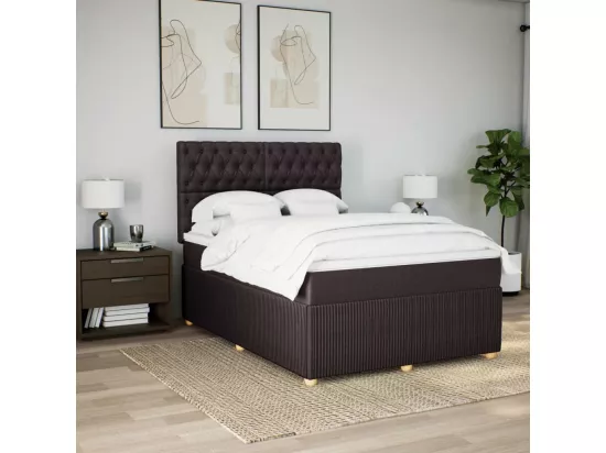 Sommier tapissier avec matelas Marron foncé 160x200 cm