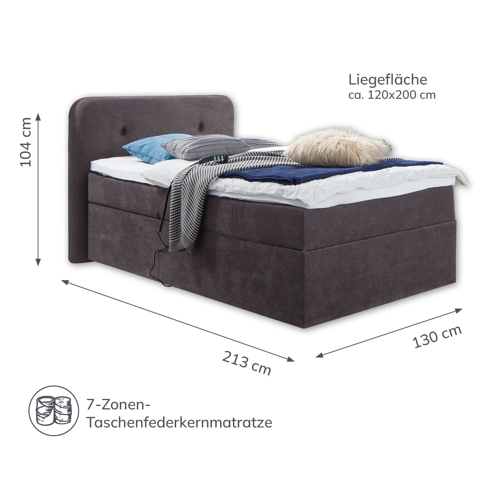 Boxspringbett GABRIOL 120 x 200 braun
