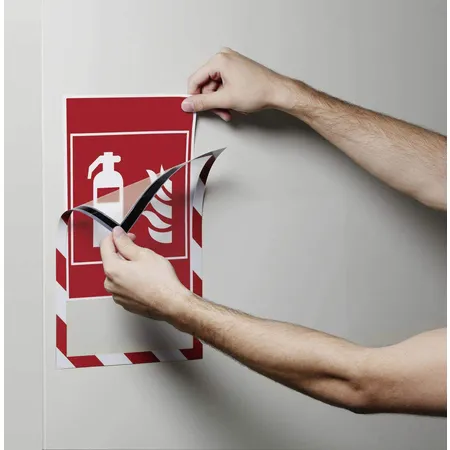 Durable 4945132 Magnetrahmen Security A4, rot-weiß