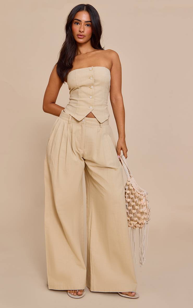Natural Stone Pantalon Large Effet Lin Petite Taille Avec Ensemble Coordonné