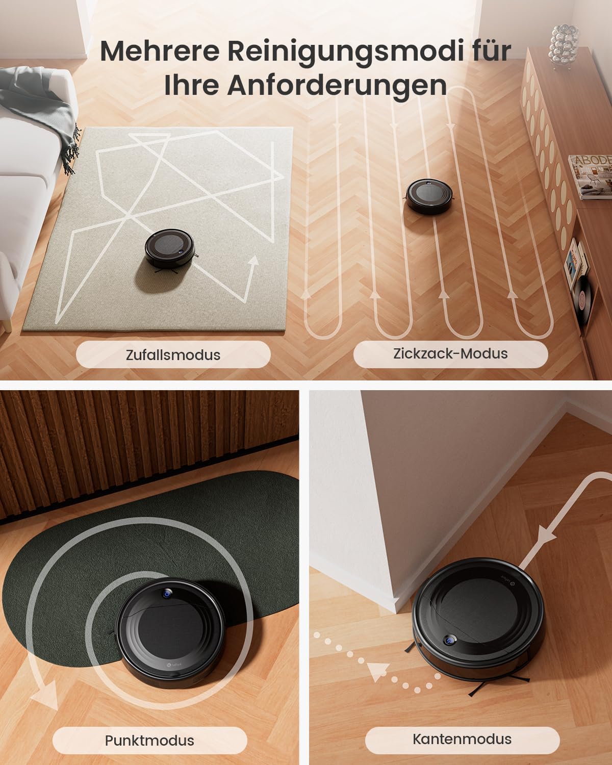 LEFANT M310 Saugroboter, Staubsauger Roboter mit 4500 Pa Saugkraft, 180 Minuten Akkulaufzeit, 4 Reinigungsmodi, Steuerung per WLAN, App und Alexa, Geeignet für Tierhaare und Hartböden