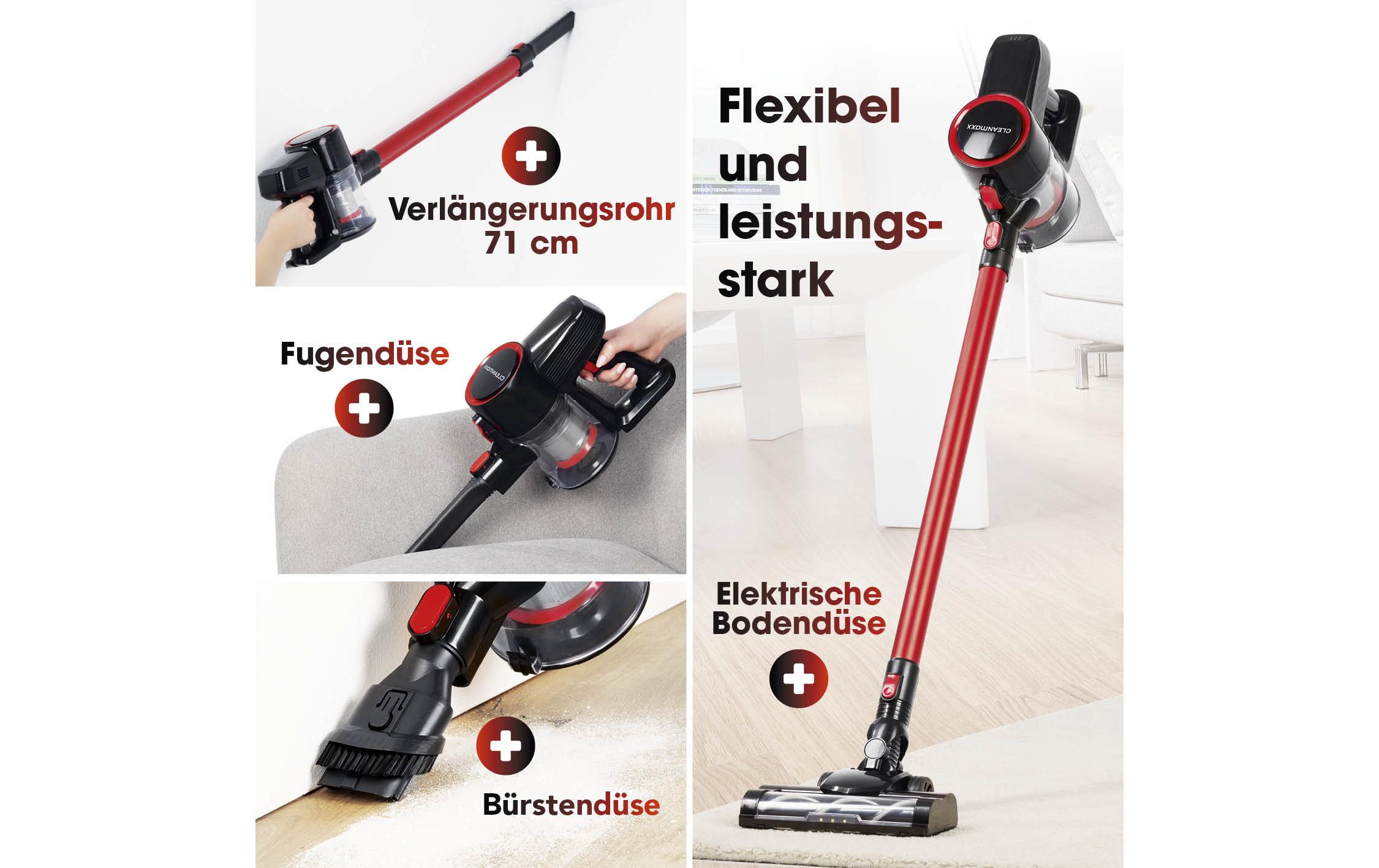 Akku-Hand- und Stielsauger Rot/SchwarzAkku-Zyklon-Staubsauger