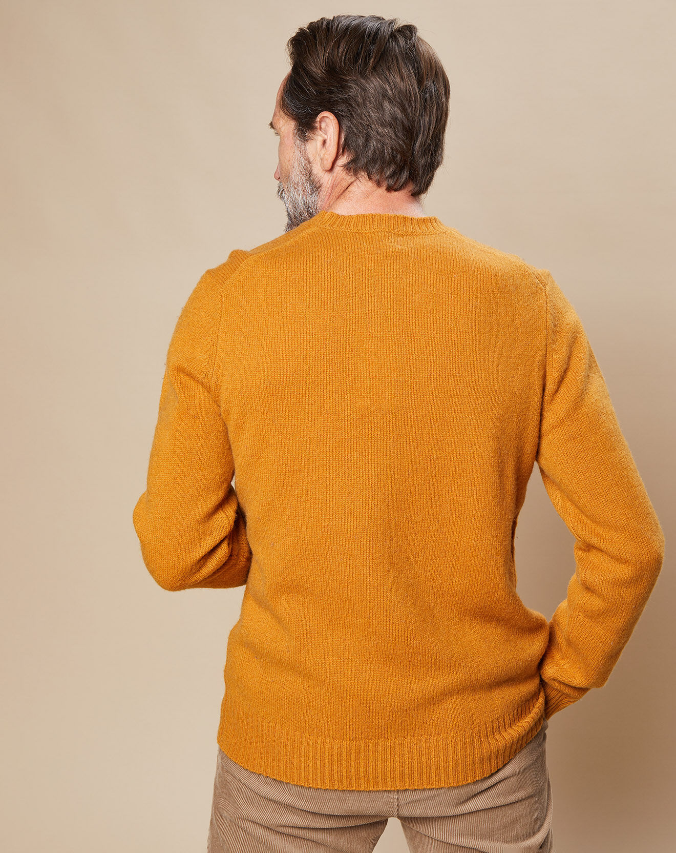 Hartford Pull Shetland en Laine mélangée Crew ocre