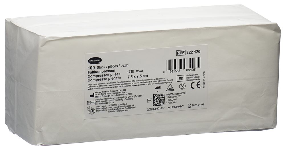 IVF Faltkompresse Typ 17<br>100 Stück, Beutel, 7.5x7.5cm, 12 fach